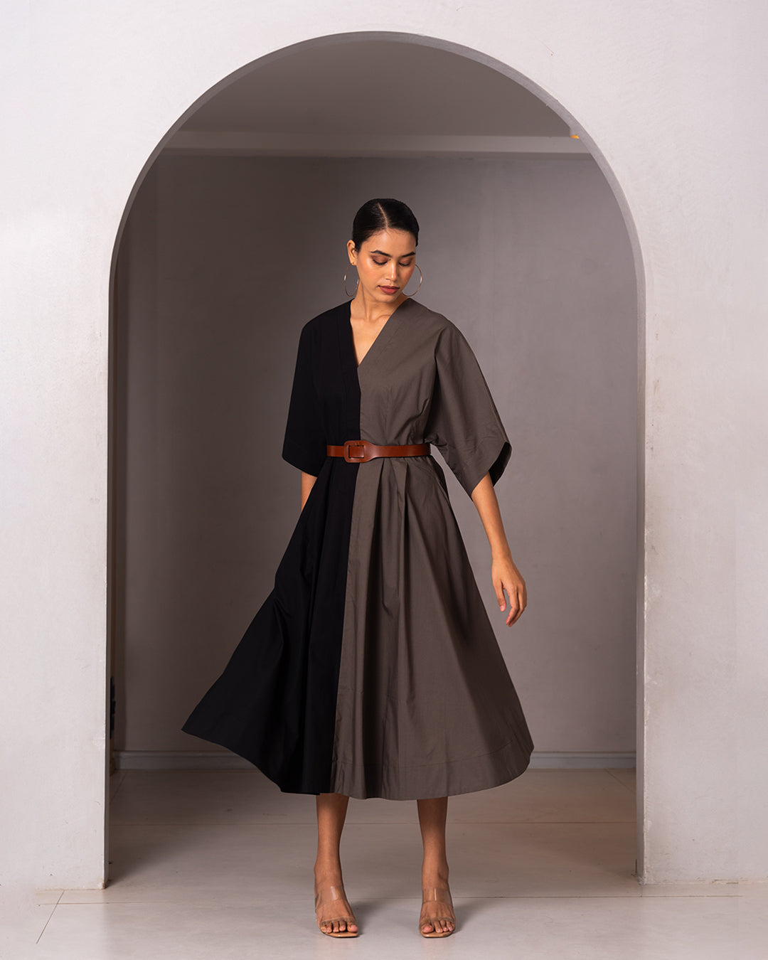 Split-hue dress - Black & Grey