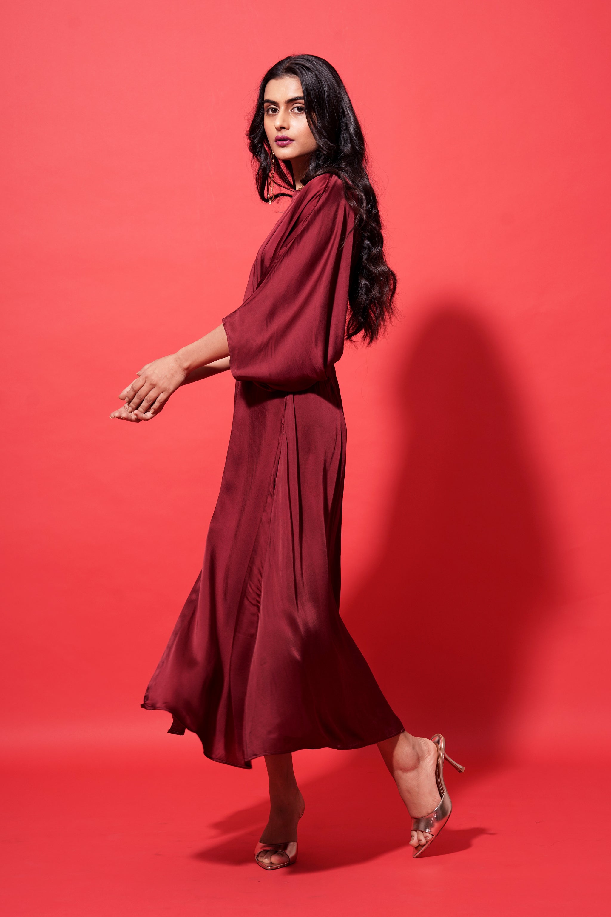 Elena Dress - Maroon