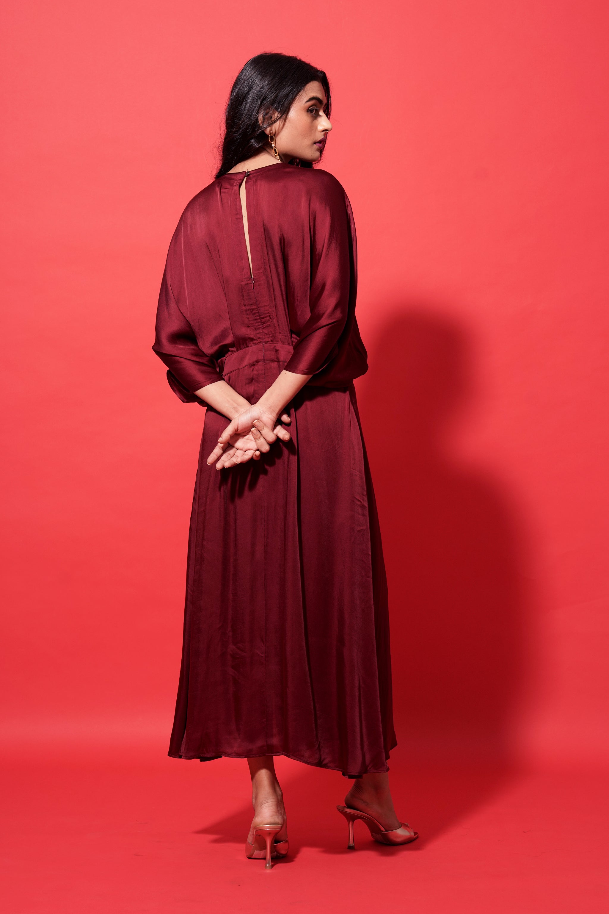 Elena Dress - Maroon