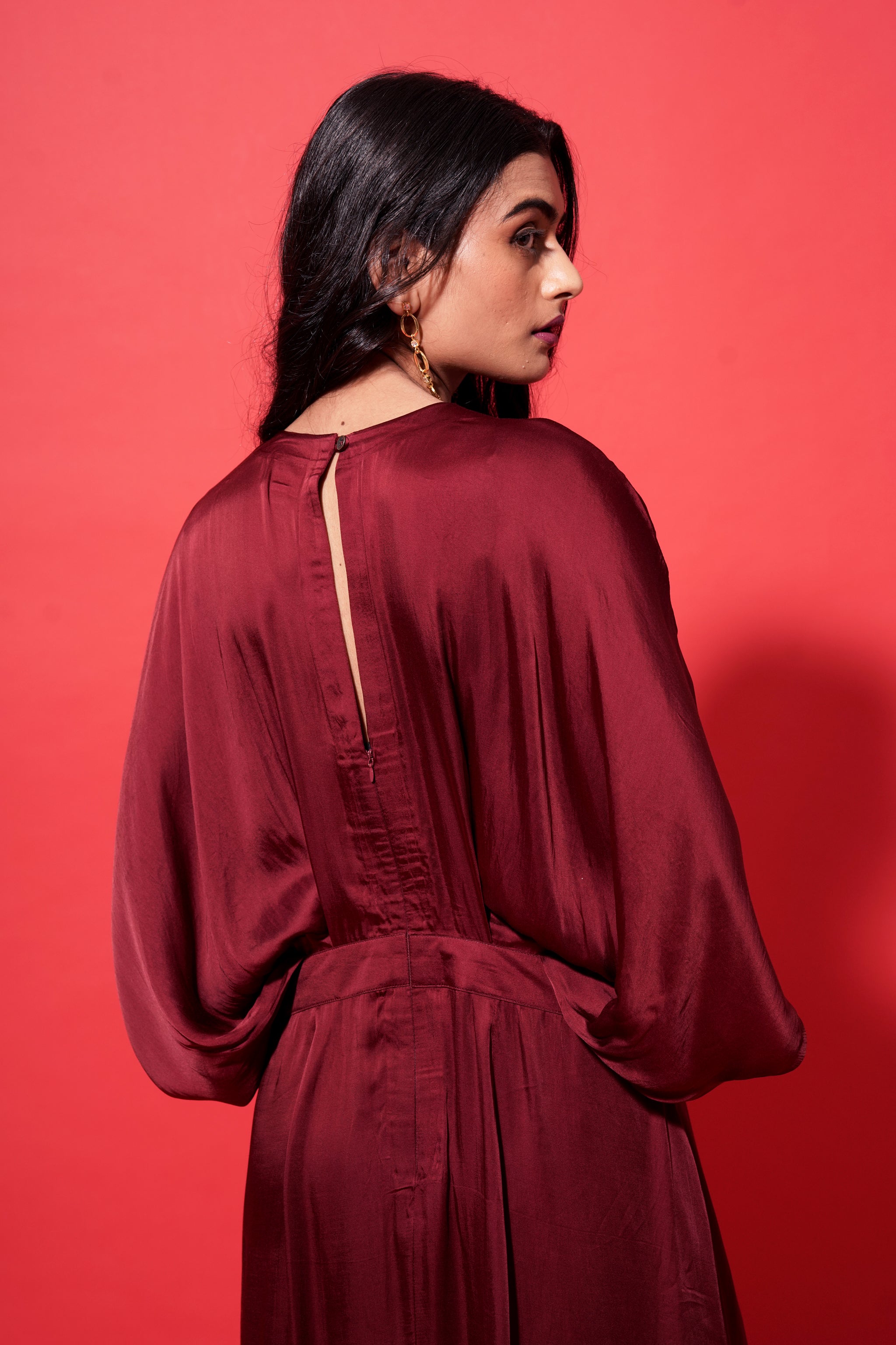Elena Dress - Maroon