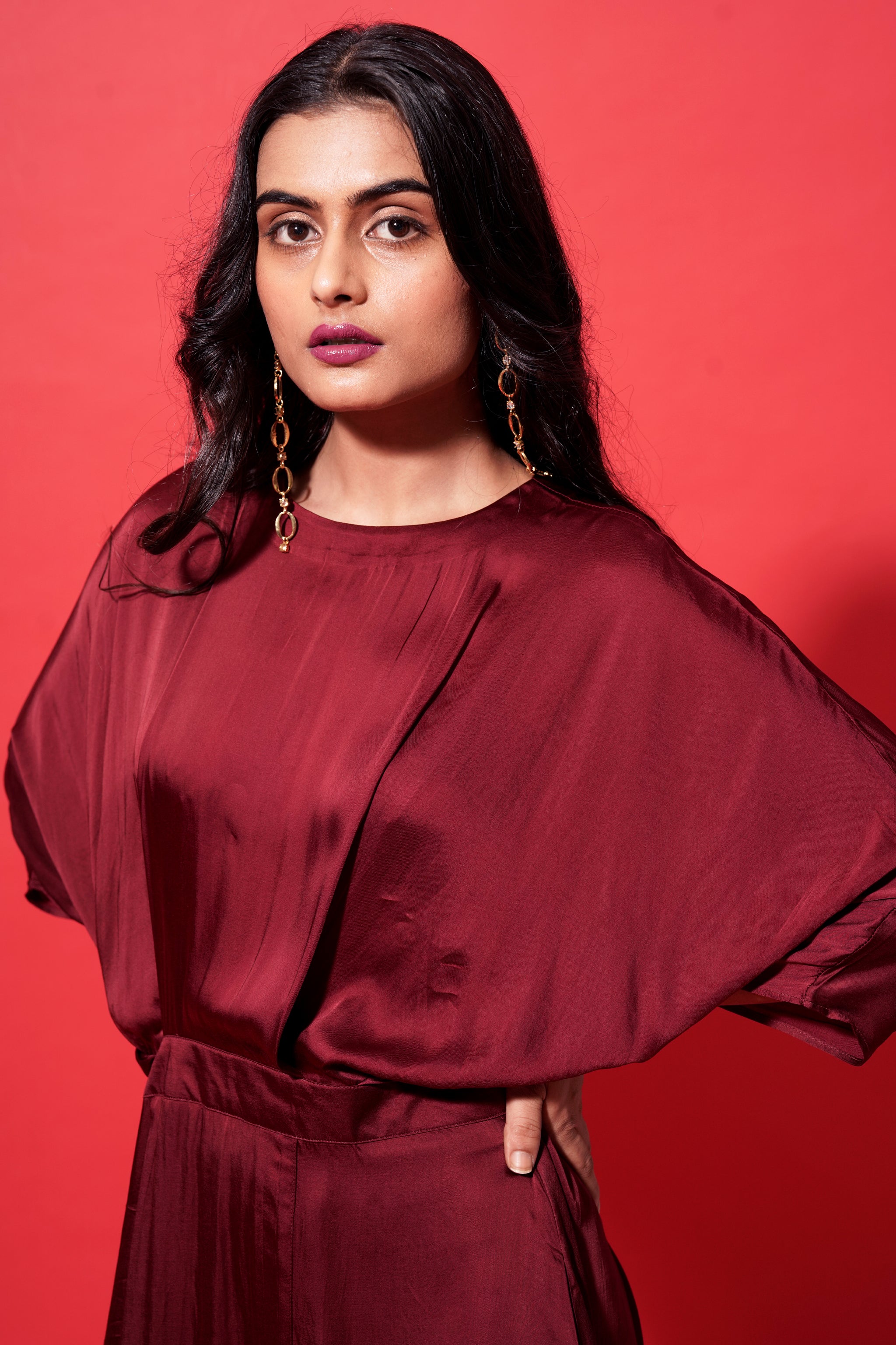 Elena Dress - Maroon