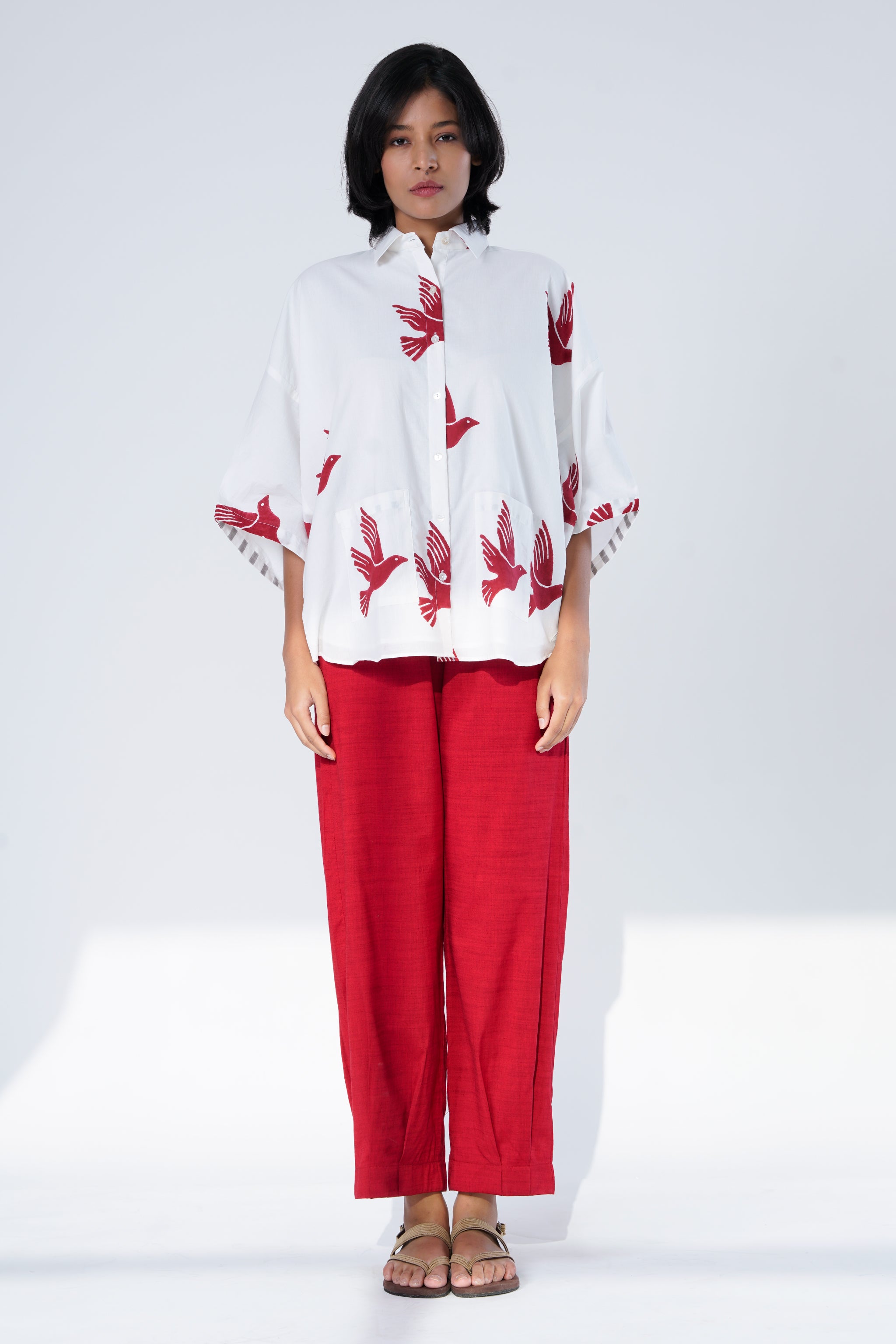 Sky Shirt Red & Blaze Pant Co-ord set