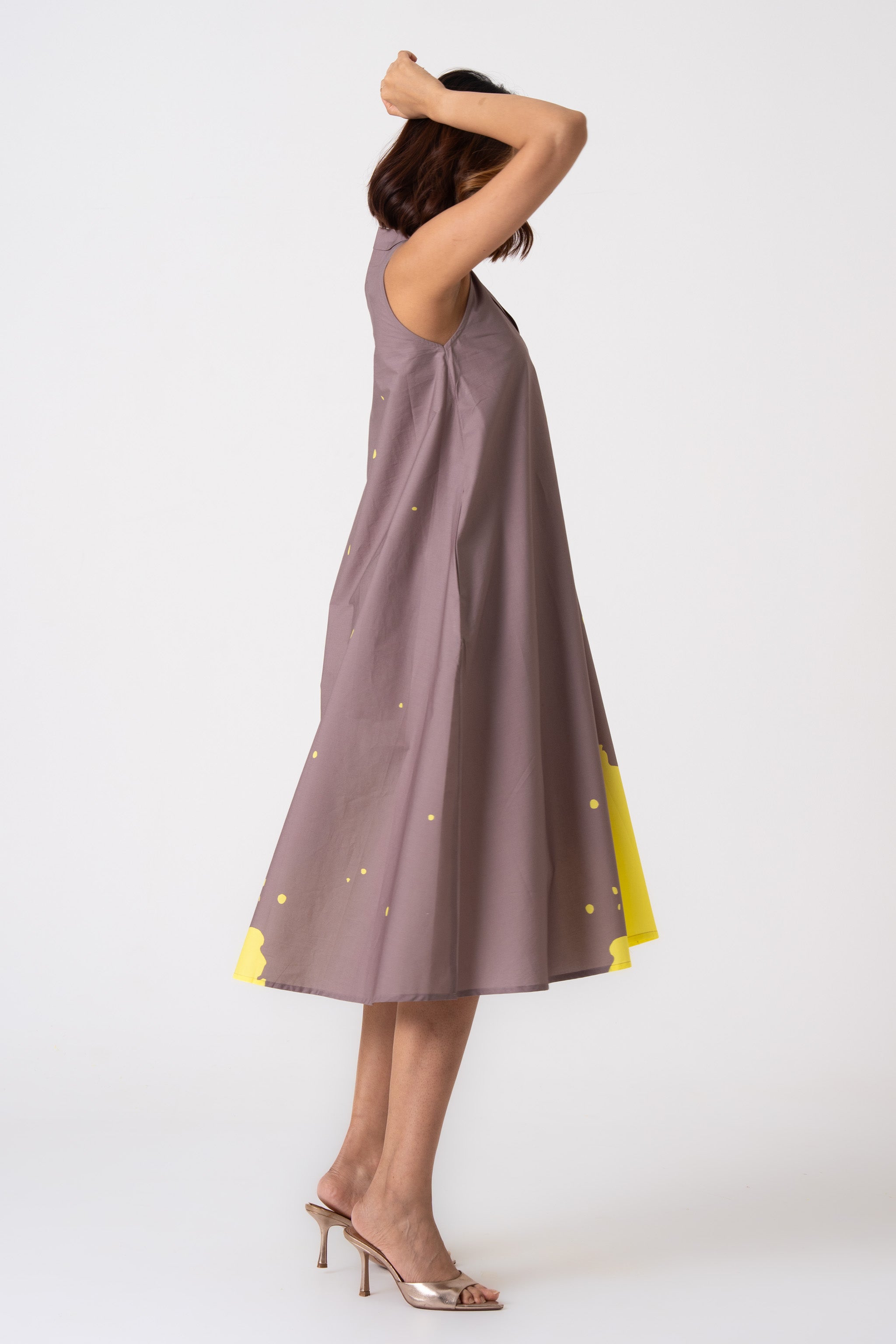 Lady dress - Grey & Yellow