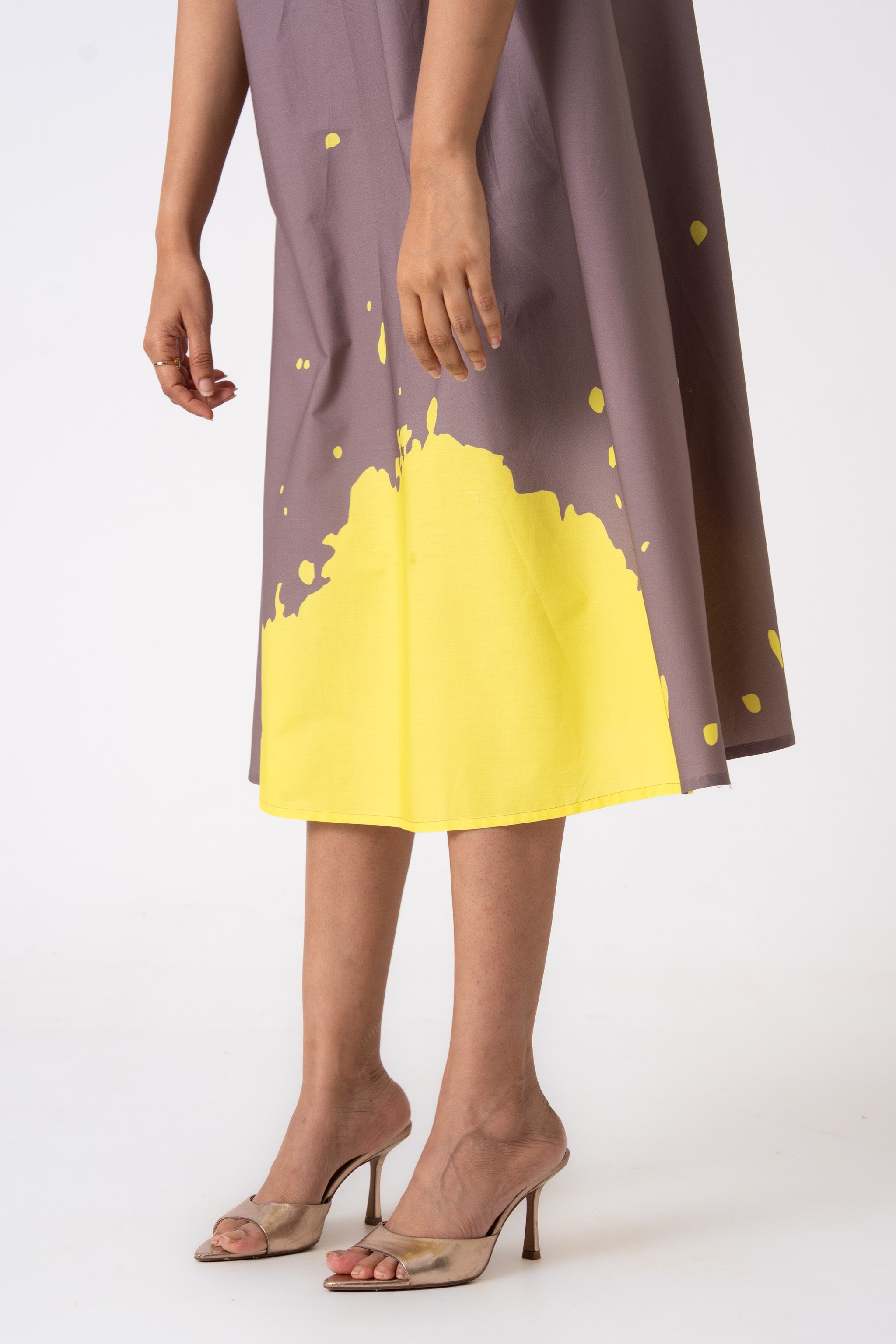 Lady dress - Grey & Yellow