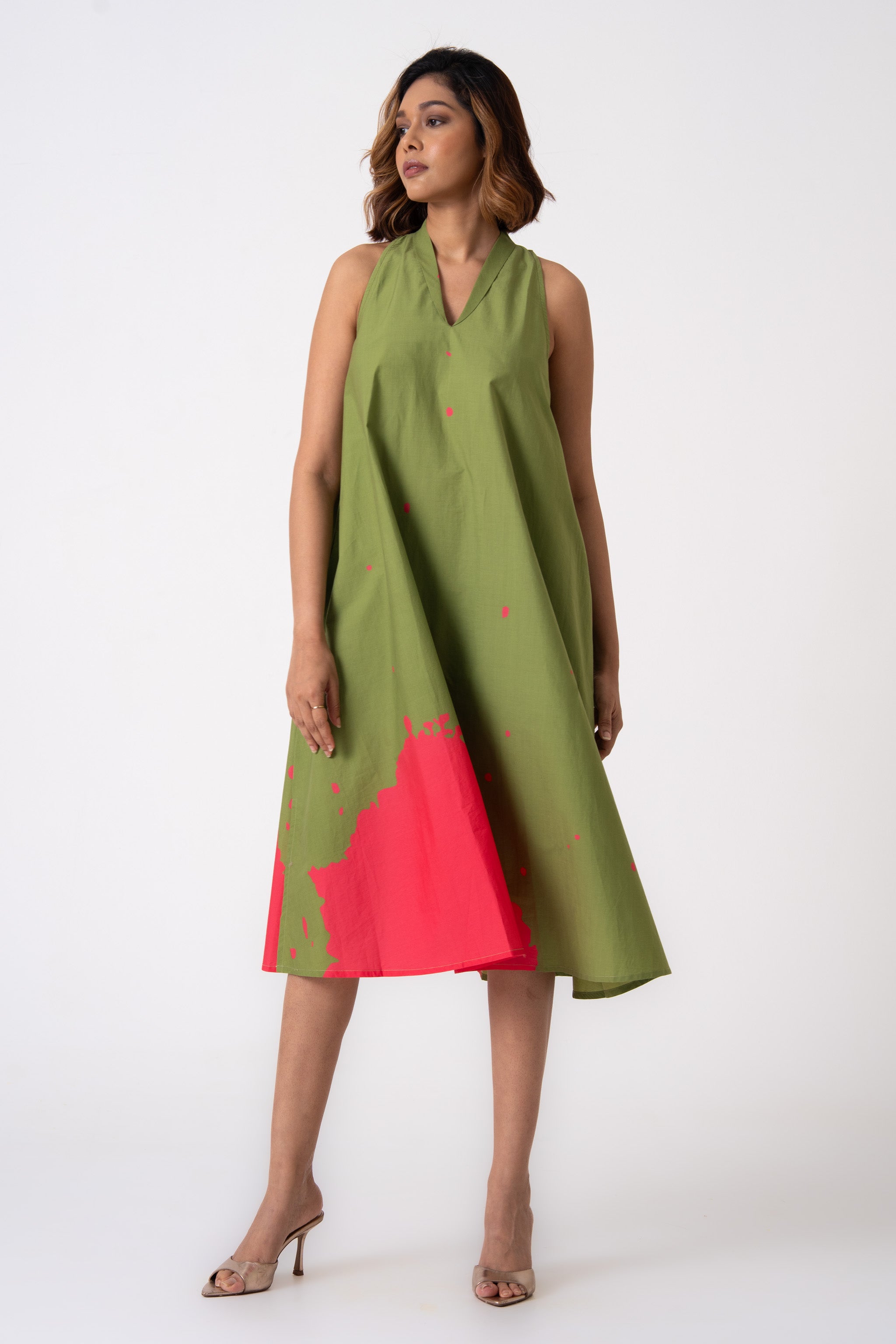 Lady Dress - Green & Pink