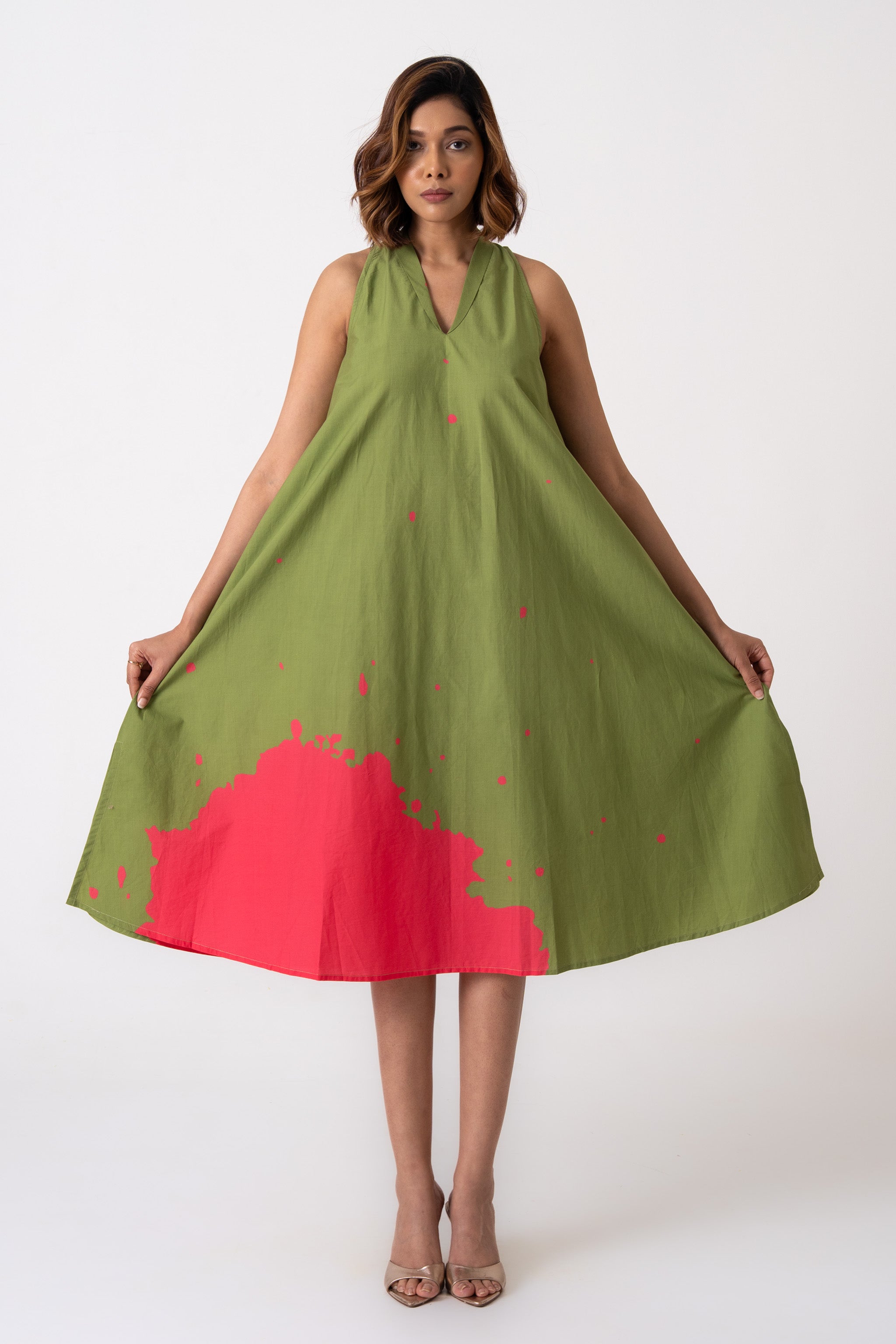 Lady Dress - Green & Pink