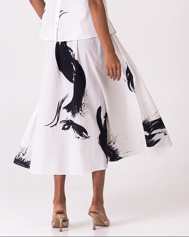 Fluid Skirt - White & Black