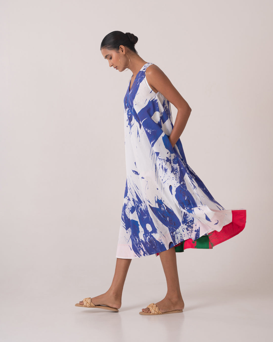 Lady Dress - White & blue
