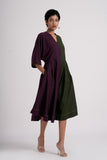 Split-hue dress - Dark Purple & Seaweed Green