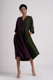 Split-hue dress - Dark Purple & Seaweed Green