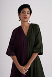 Split-hue dress - Dark Purple & Seaweed Green