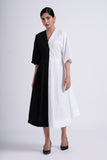 Split-hue dress - Salt and pepper