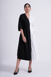 Split-hue dress - Salt and pepper