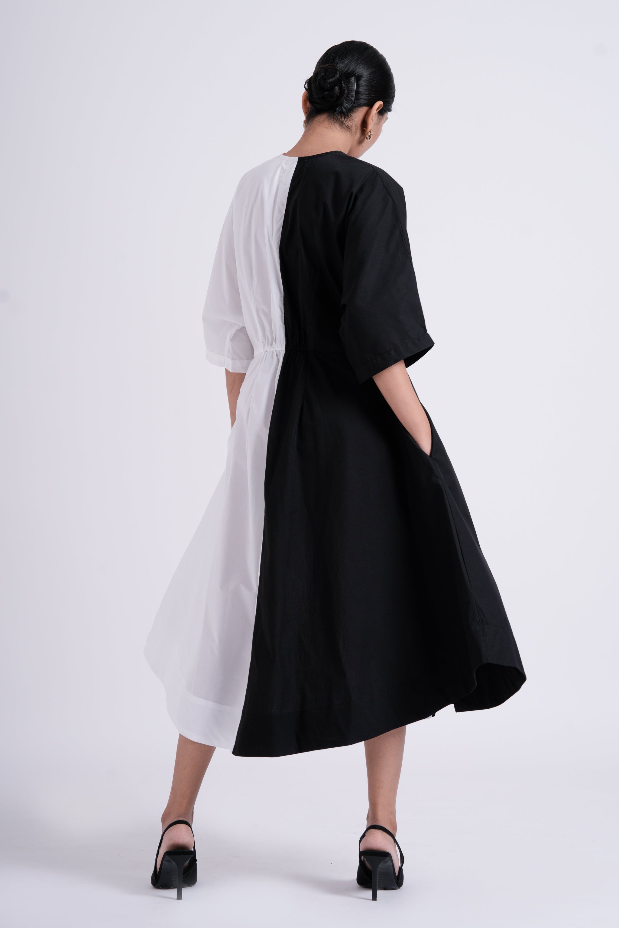 Split-hue dress - Salt and pepper