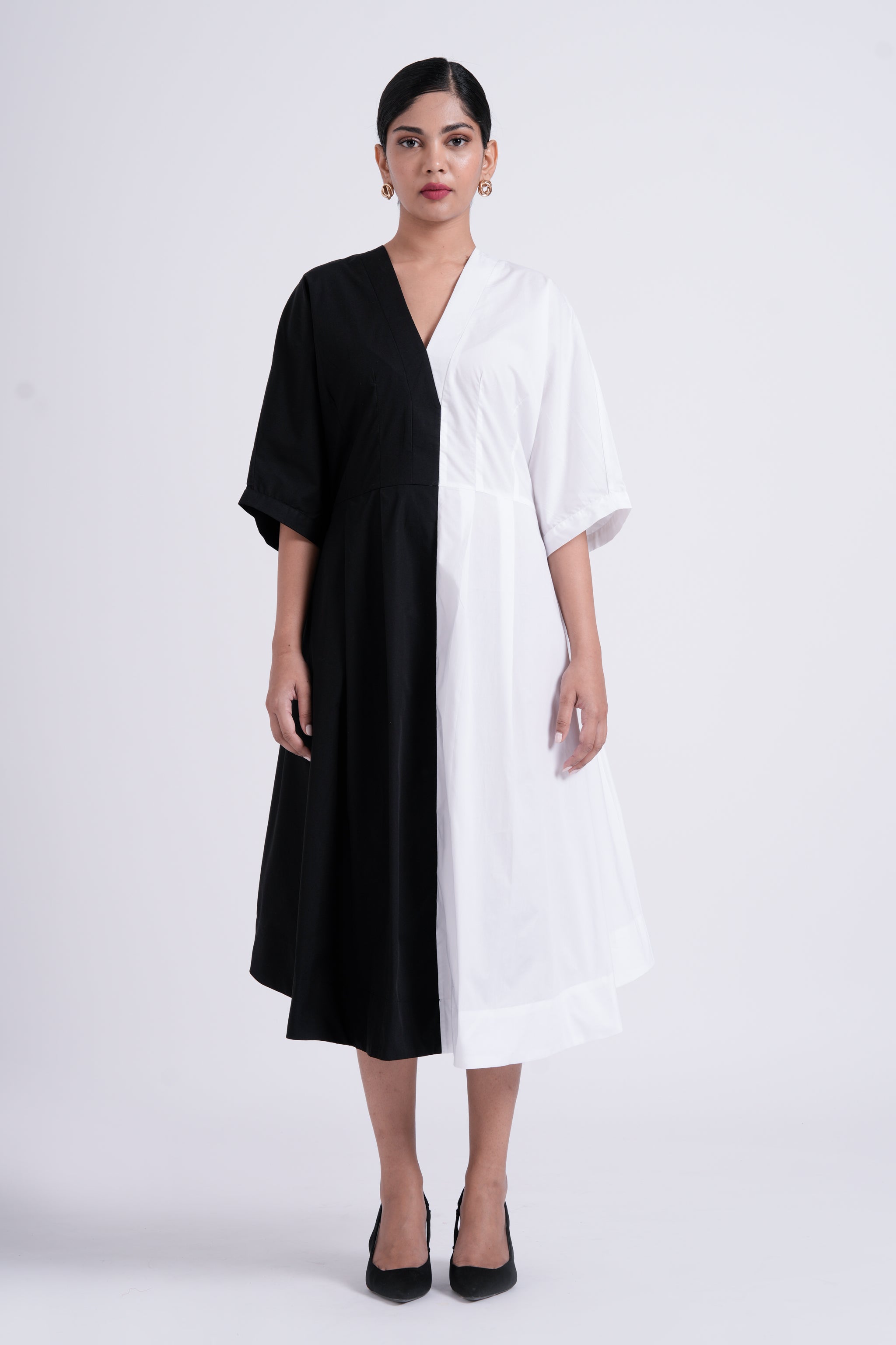 Split-hue dress - Salt and pepper