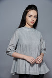 Pintuck top - Grey