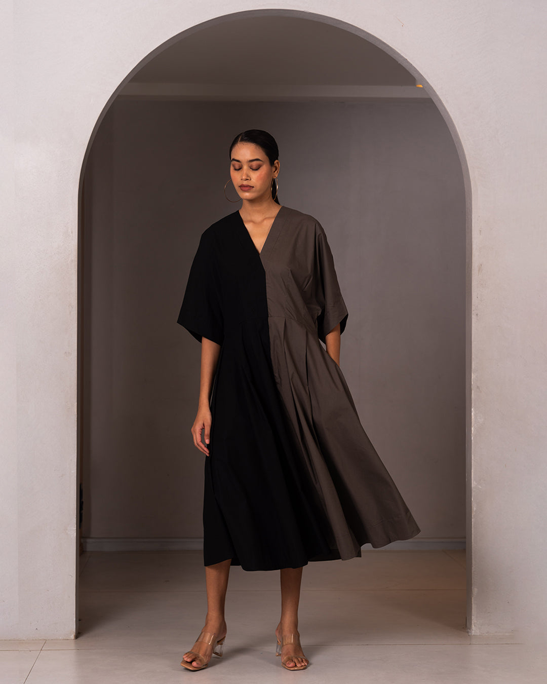 Split-hue dress - Black & Grey