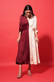 Lumina Dress - Ivory and maroon