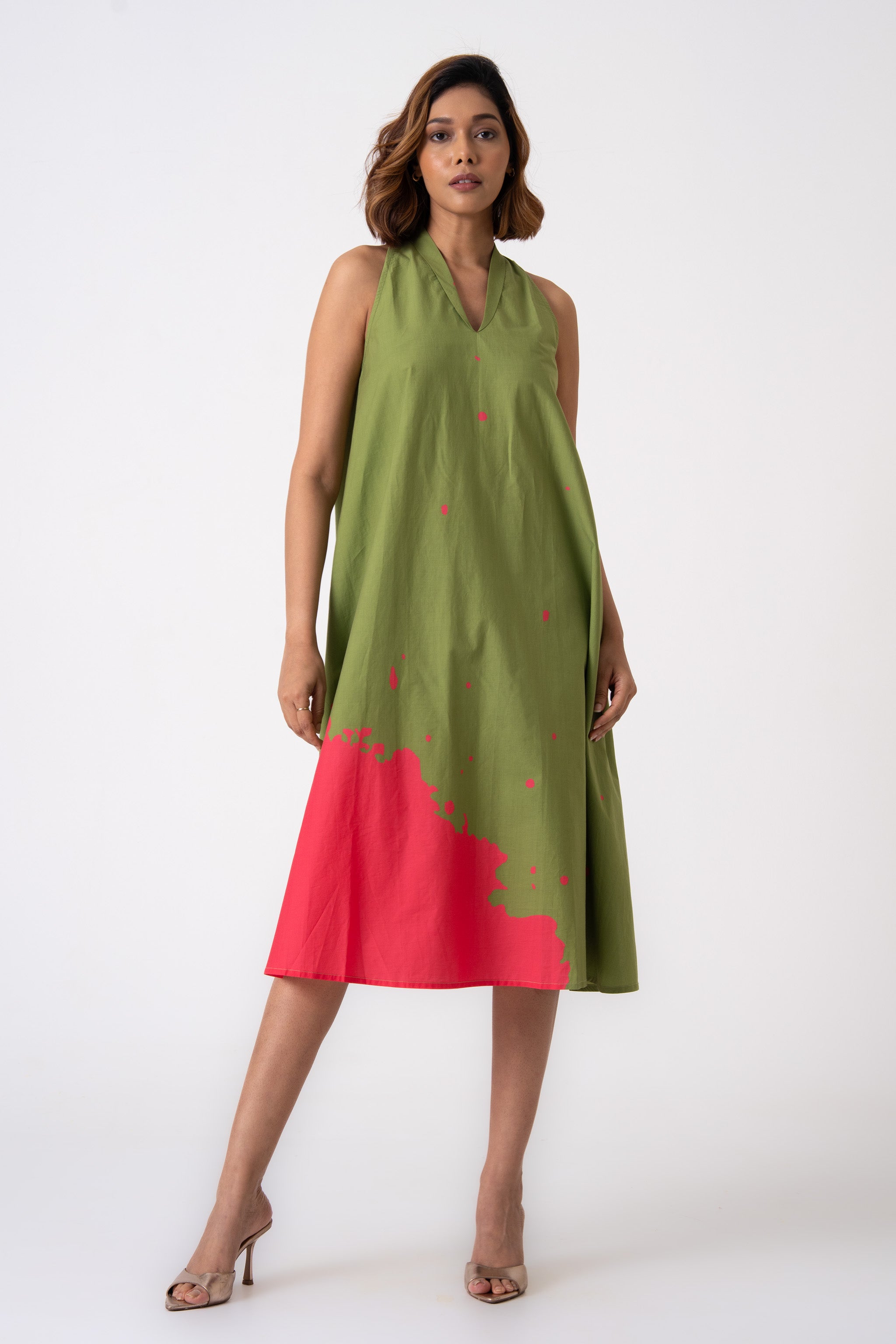 Lady Dress - Green & Pink