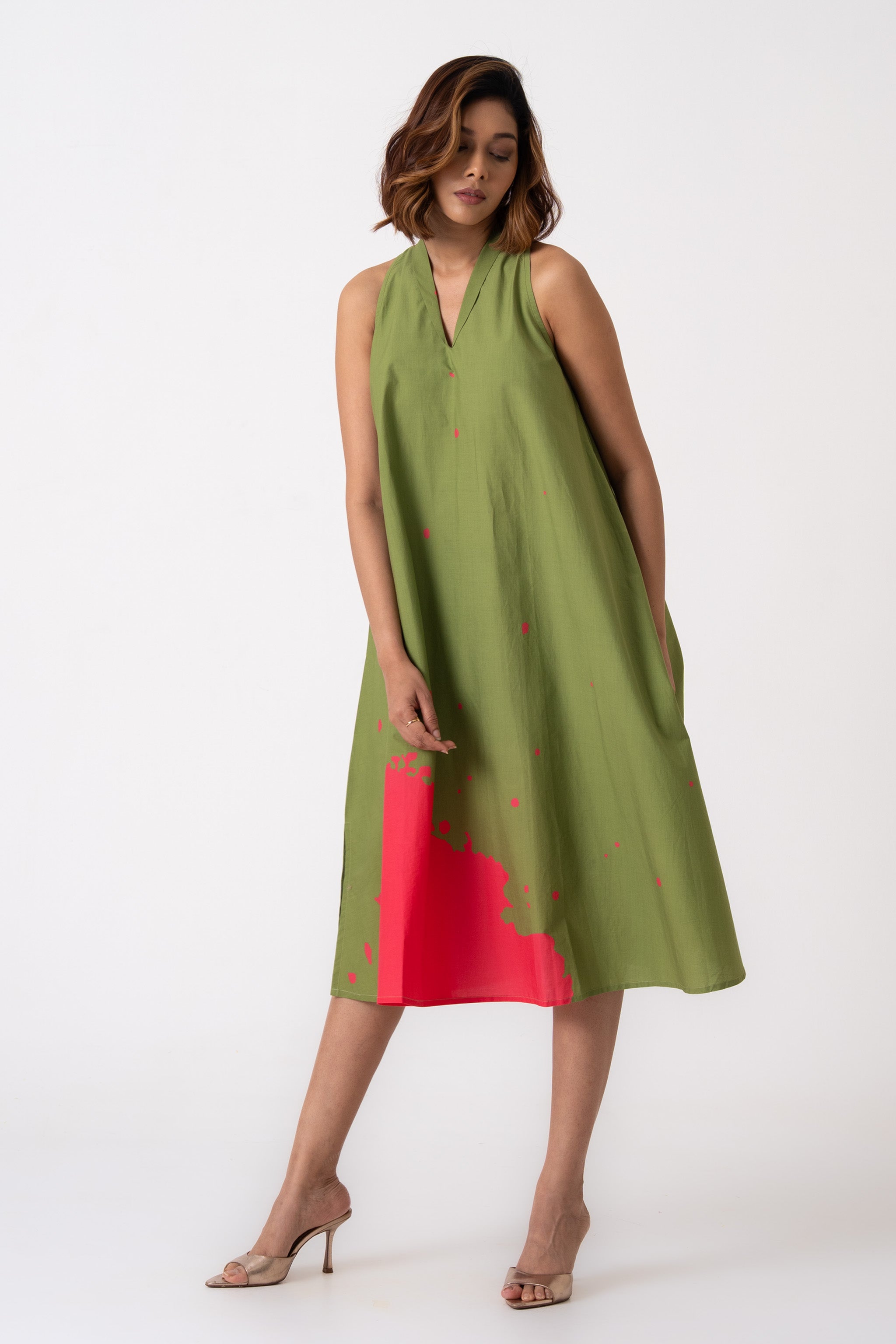 Lady Dress - Green & Pink