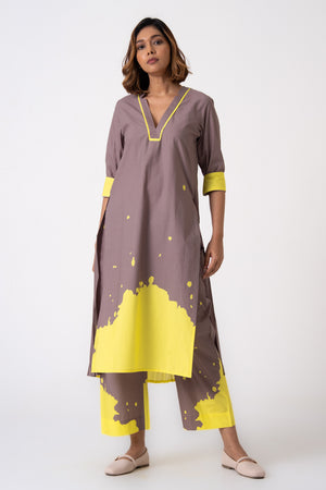 Splatter Co-ord -  Gray & Yellow