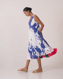 Lady Dress - White & blue