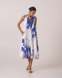 Lady Dress - White & blue