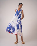 Lady Dress - White & blue