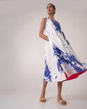 Lady Dress - White & blue