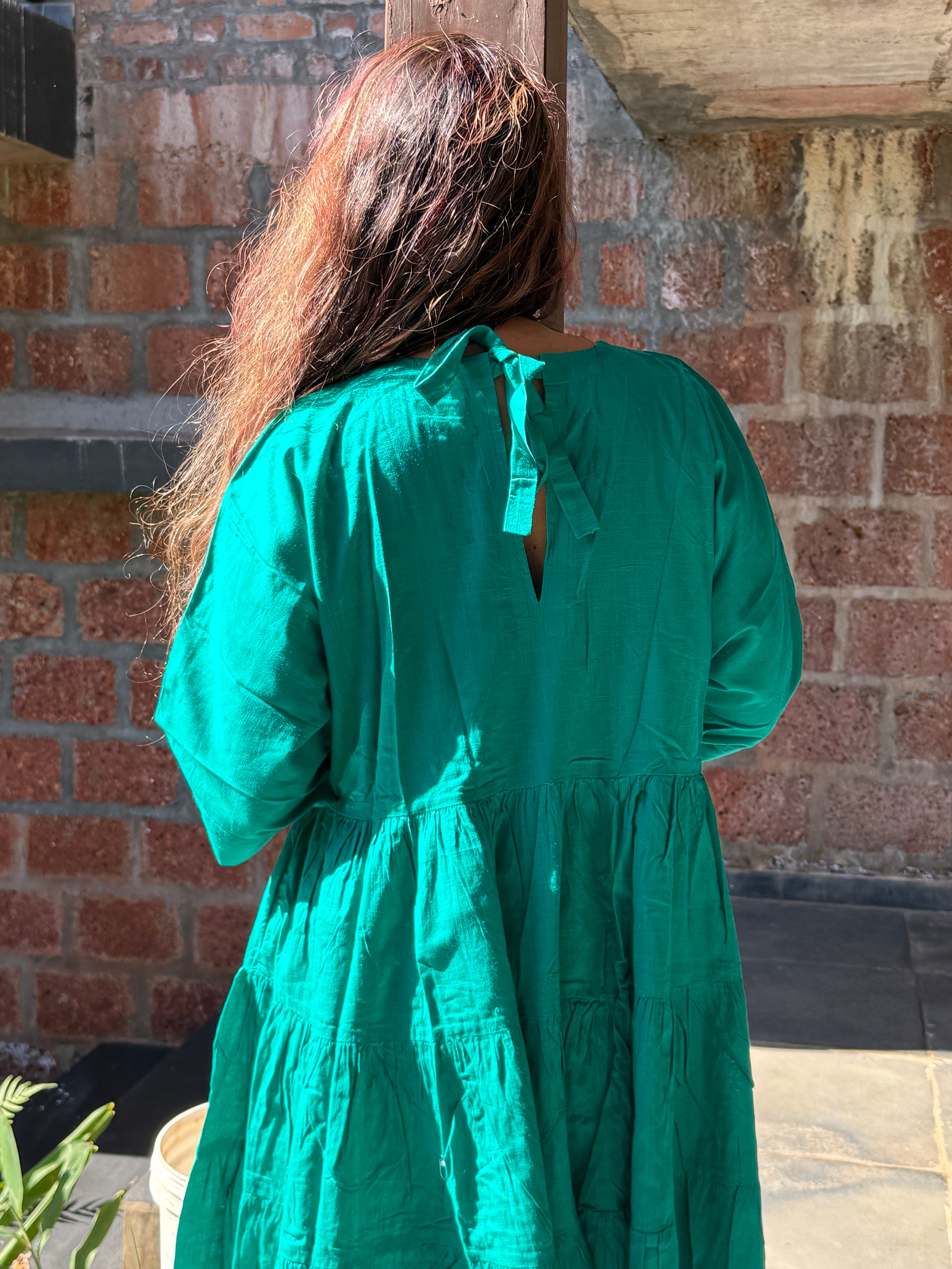 Emerald Ease Tiered Dress