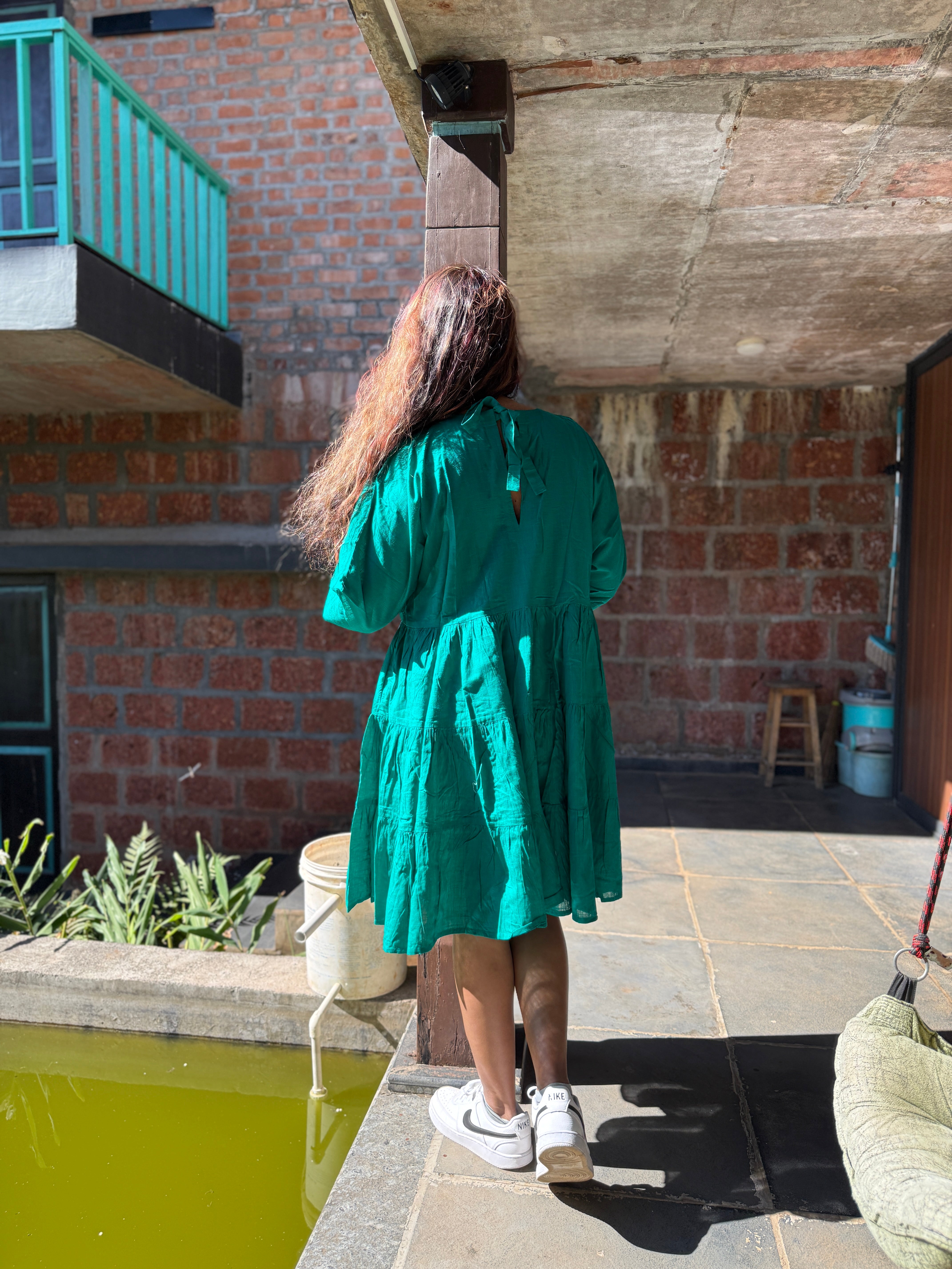 Emerald Ease Tiered Dress