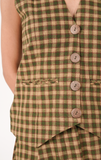 Check Waistcoat - Olive Green