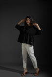 Black pure cotton poncho top with flare