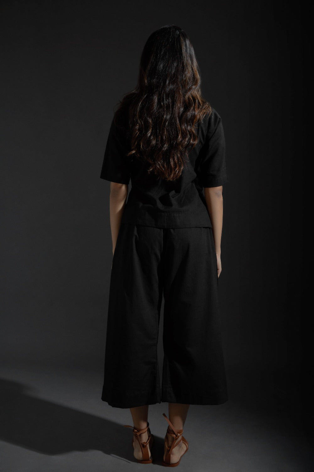 Black cotton palazzo or culottes for women in India