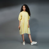 Pretty Pintuck dress – Lemon Yellow