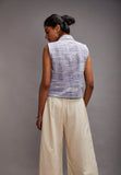 Khadi cotton Waistcoat jacket top for women - Blue