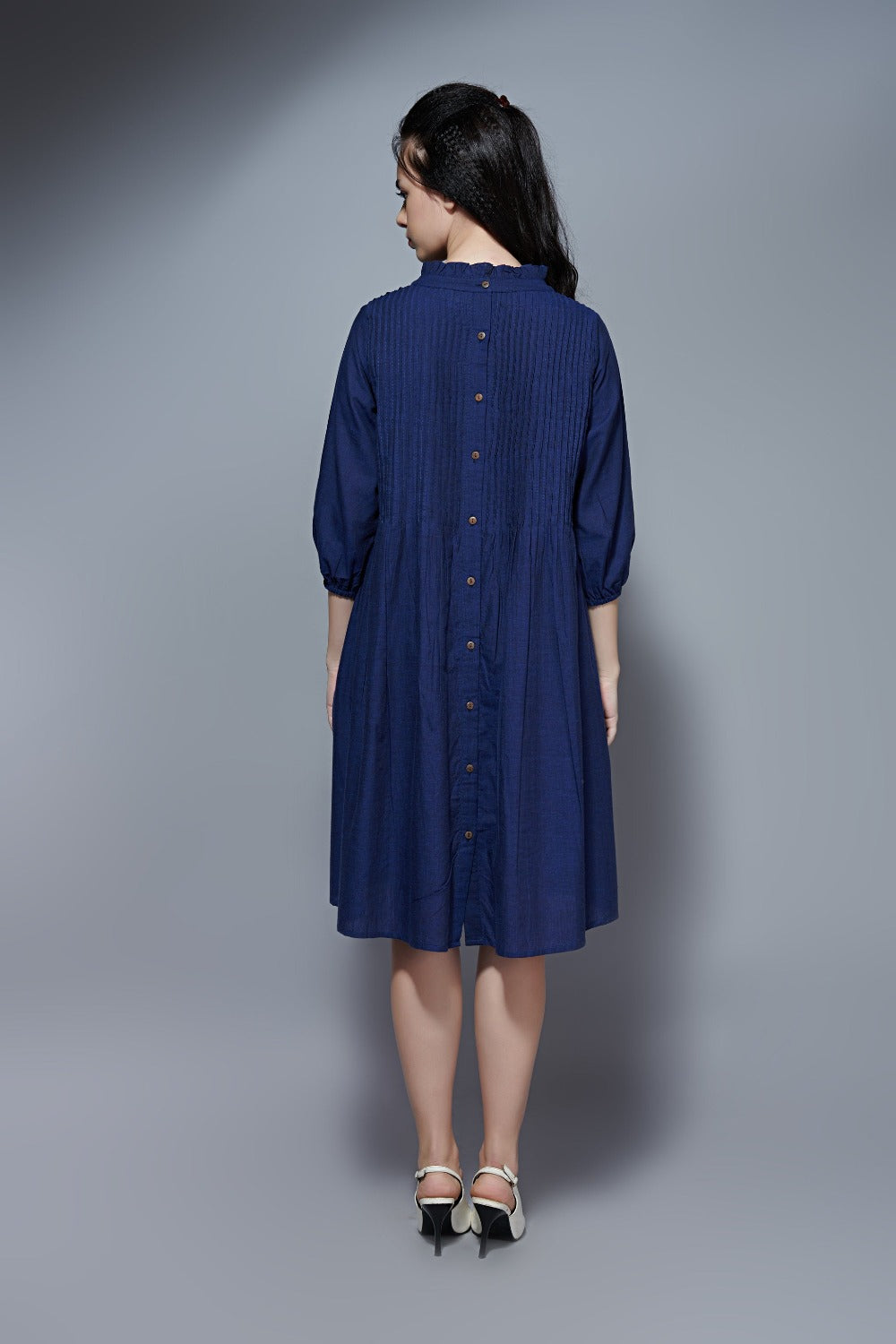 Pintuck dress – Indigo Blue